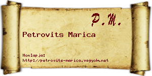 Petrovits Marica névjegykártya